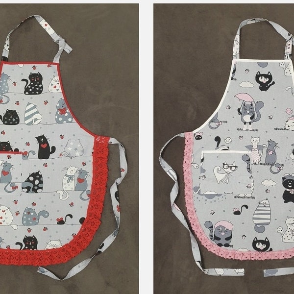 Cat lovers woman's apron with pocket Christmas Birthday gift for her woman, apron  for woman teenager home decor farmhouse birthday gift