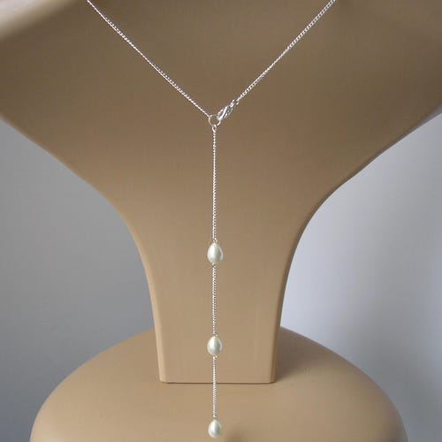 アクセサリー Pearl Tear Necklace 55cm - Silver 767_0d8d52ffc2-pearl-tear-