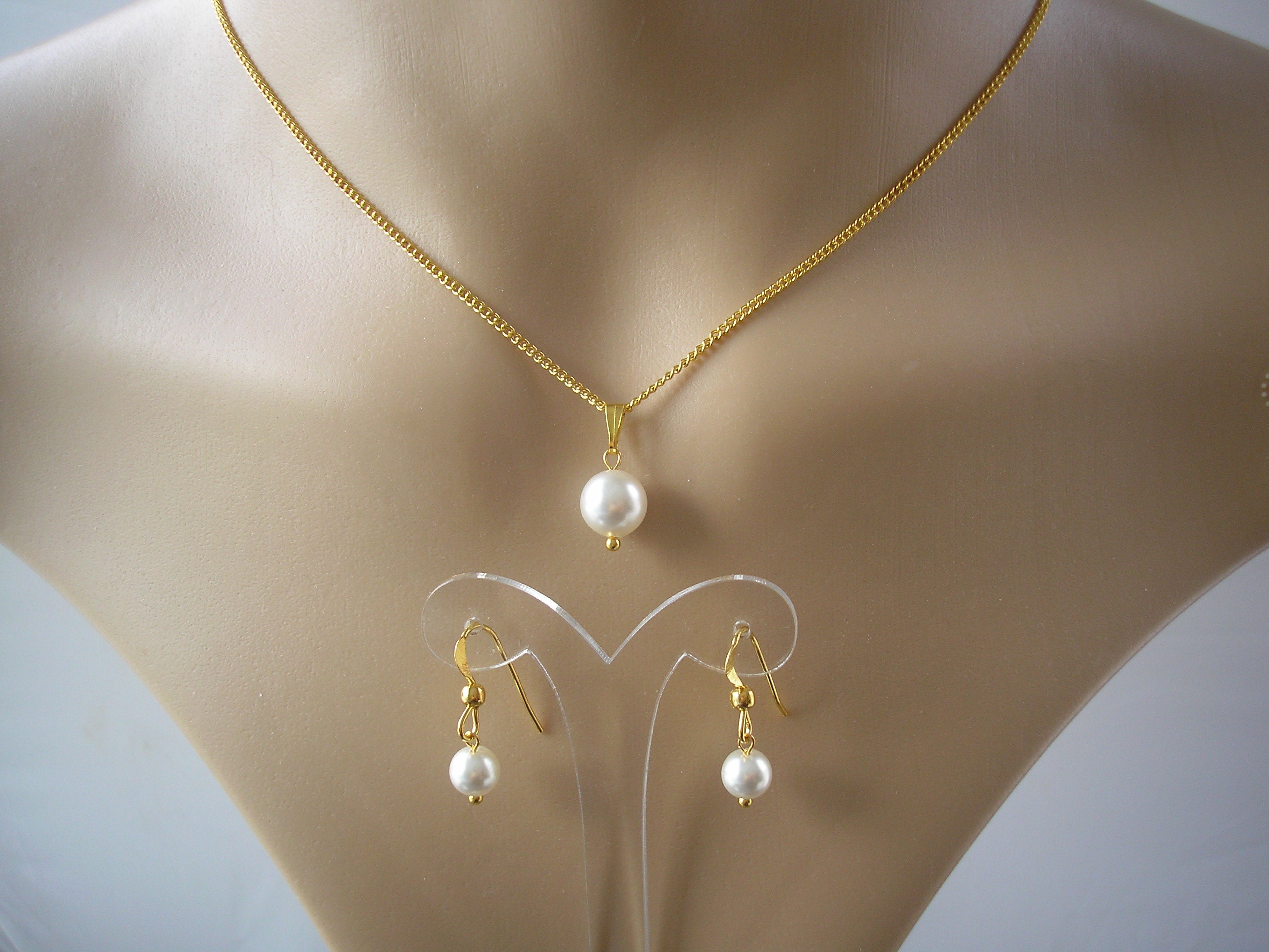 Drop pearl deals necklace set