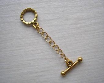 Kleine runde Gold Knebelverschluss Verlängerungskette für eine Halskette oder Armband, Kettenverlängerer, Kettenverlängerungskette, vergoldeter Edelstahl