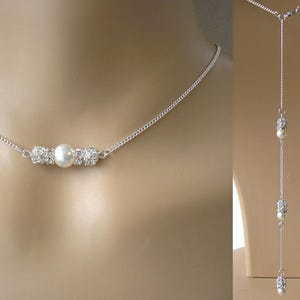 Dainty Backdrop Necklace for a Wedding Dress, Back Necklace for Women Brides Bridesmaid Gift, Pearl Back Chain Necklace, Bridal Backdrop
