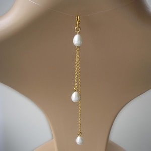 Teardrop Pearl Backdrop Necklace Attachment: Bridal Backless Dress Chain