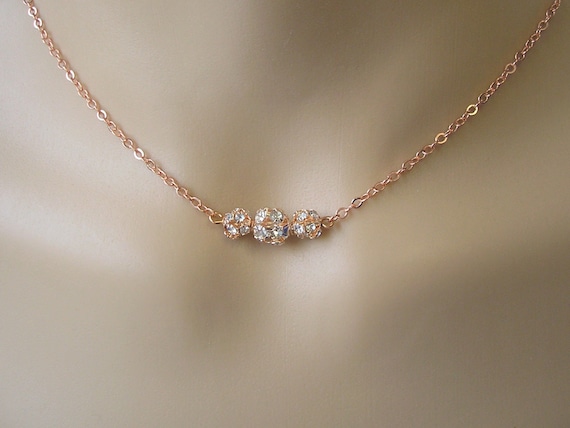 Dainty Pave Crystal Diamante Ball Choker Chain Necklace for Women