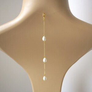 Teardrop Pearl Clip On Backdrop Attachment for a Necklace