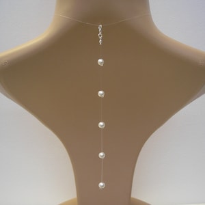 Floating Illusion Bridal Back Necklace, Pearl Clip-on Backdrop Attachment for a Necklace
