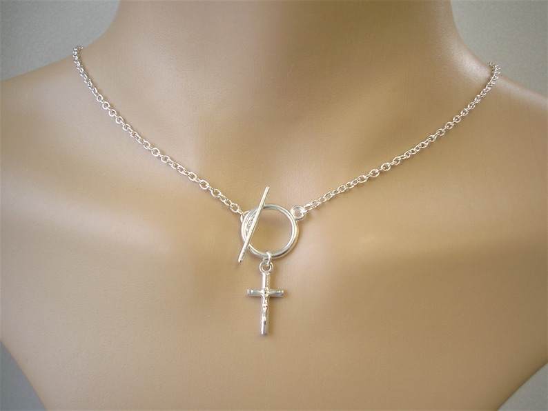Clasp Cross Pattern Toggle Clasp Necklace With a Crucifix Cross Front Fastening - Etsy