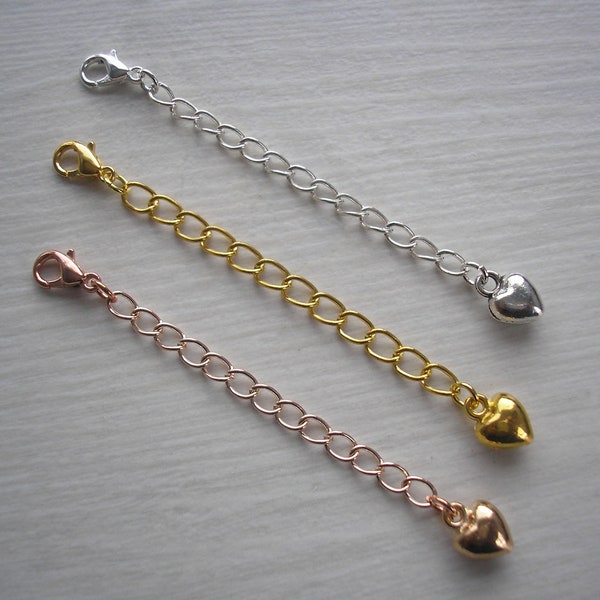 Dainty Extension Chain for a Necklace or Bracelet, Chain Lengthener, Chain Extender with a little heart drop