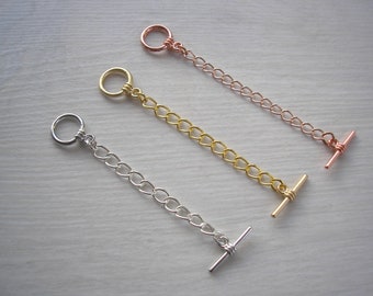 Necklace Extension, Small Round Toggle Clasp Extension Chain for a Necklace or Bracelet, Chain Lengthener, Chain Extender (B3)