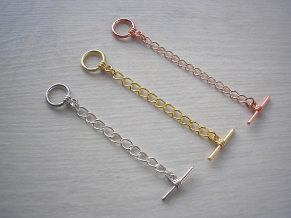 Necklace Extension, Small Round Toggle Clasp Extension Chain for a Necklace  or Bracelet, Chain Lengthener, Chain Extender 