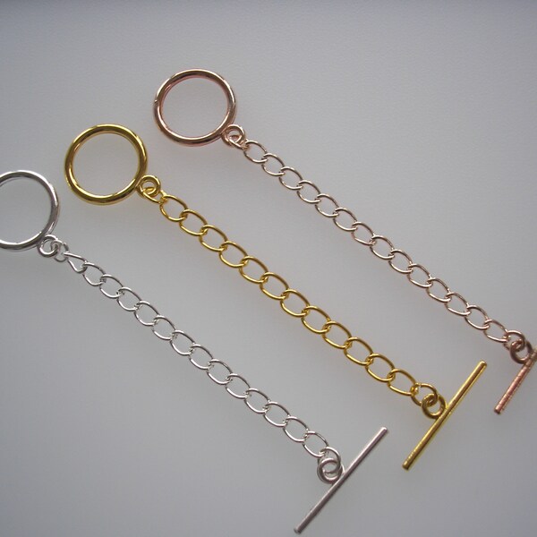 Round Toggle Clasp Extension Chain for a Necklace or Bracelet, Chain Lengthener, Chain Extender