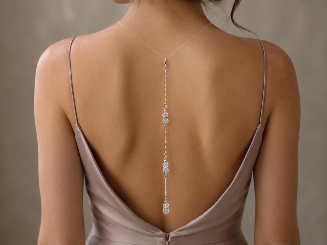 Backdrop Chain Crystal Back Chain Backdrop Attachment for a Necklace, Crystal Bridal ...