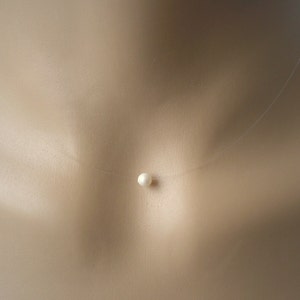 Very Dainty Tiny Single Pearl Necklace, Floating Illusion Top Quality Pearl Minimalist Necklace for her