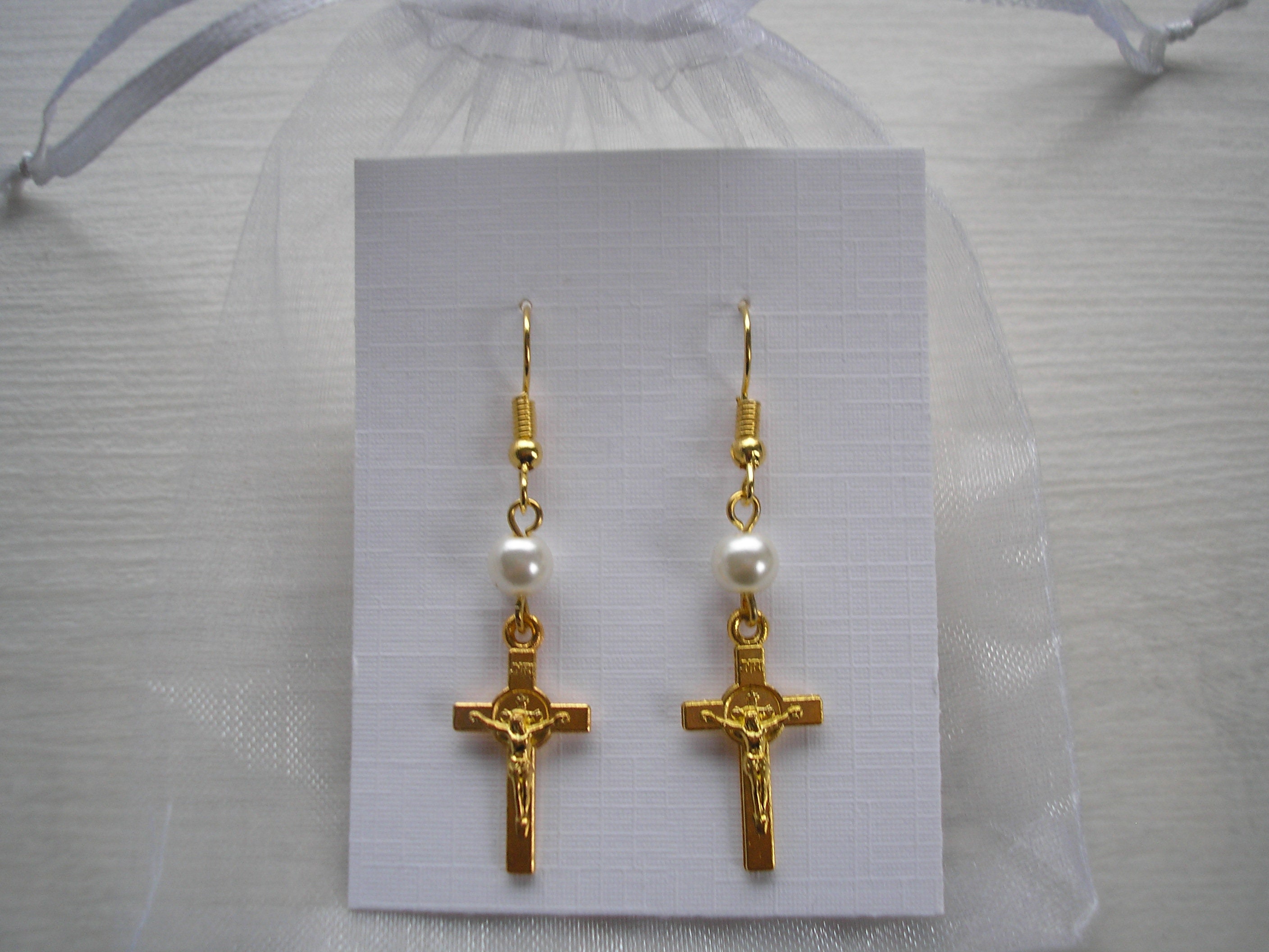 Boucles D'oreilles Pendantes Jésus - Or Plaqué Sur Acier Inoxydable 316L - Bijou Femme Tendance