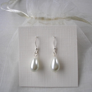 Classic Ivory Teardrop Pearl Earrings for Women Girls Brides Bridesmaids Weddings Proms