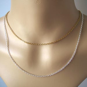 Plain chain necklace, Silver or Gold plated Stainless Steel cable chain made to your chosen length