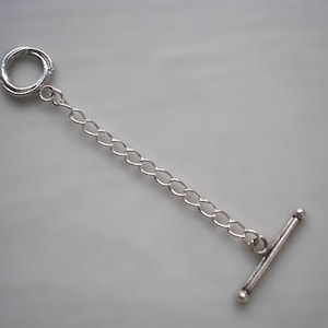Round Circle T-Bar Toggle Clasp Extension Chain for a Necklace Bracelet or Anklet, Chain Lengthener, Silver plated Chain Extender