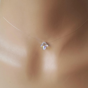 Dainty Single Floating Crystal Necklace with a Tarnish Resistant Stainless Steel Clasp