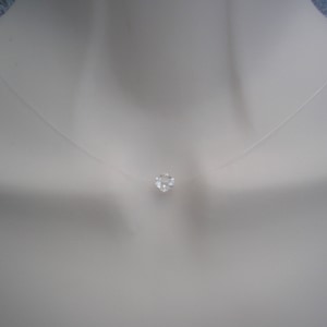 Dainty Floating Single Crystal Necklace, Simple Floating Illusion Crystal Choker, Minimalist Necklace for Women