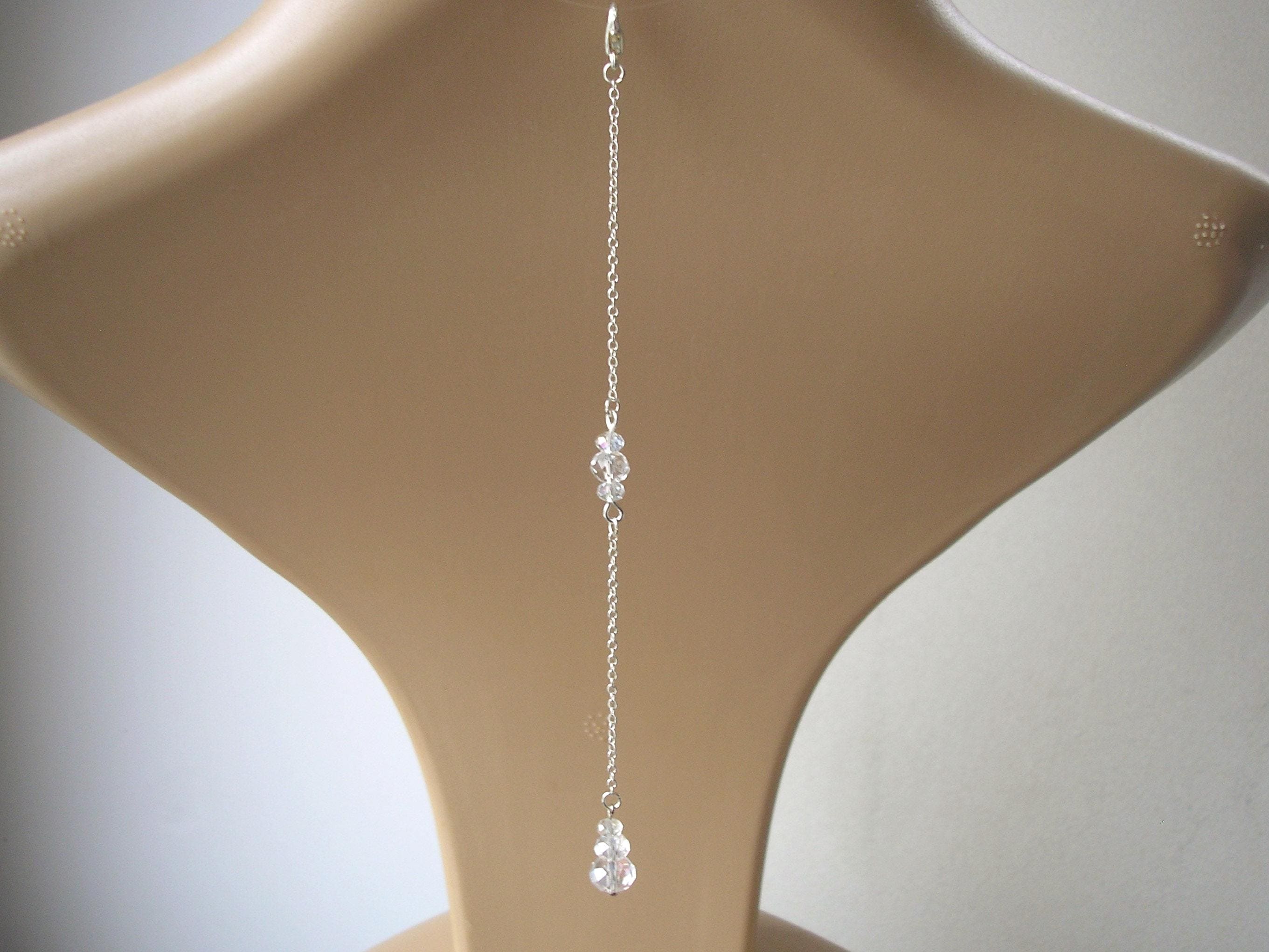 Backdrop Chain Simple Dainty Crystal Clip on Back Chain, Bridal Backdrop Attachment ...