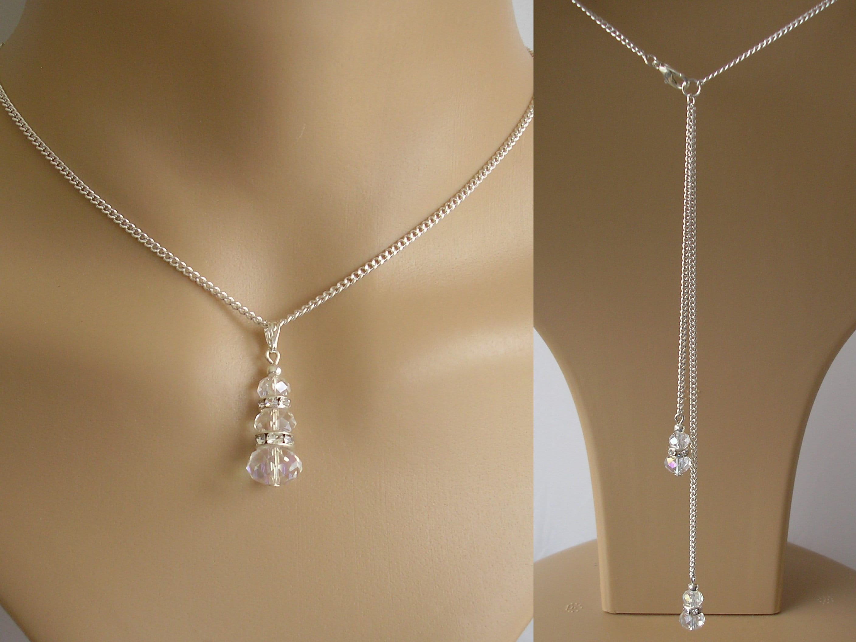 Graduated Crystal and Diamante Backdrop Necklace for Women Brides Bridesmaid Gift Wedding Crystal Back Necklace Bridal Backdrop Etsy