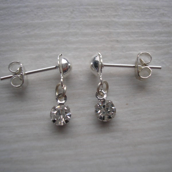 Tiny Crystal Earrings, Simple Little Drop Dangle Crystal Earrings, Minimalist Crystal Earrings for Women, Brides, Bridesmaids, Wedding