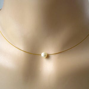 Dainty Single Pearl Necklace on Fine Jewellery Wire, Handmade using a Top Quality Austrian Crystal Pearl, Minimalist Bridal Necklace