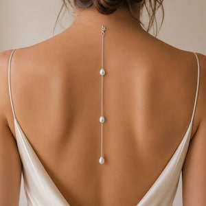 Dainty Teardrop Pearl Clip On Backdrop Attachment for a Necklace, Bridal Backdrop for Low Back or Backless Dress