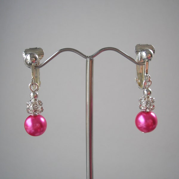 Pearl Drop Earrings, Pearls & Pave Diamante Crystal Balls, Handmade to order on silver gold or rose gold plated hooks studs or clip-ons
