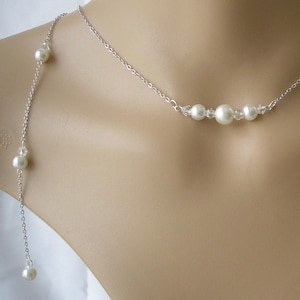 Dainty Pearl and Crystal Backdrop Necklace, Back Drop for Brides Bridesmaid Gift Weddings Low or Backless Wedding Dress
