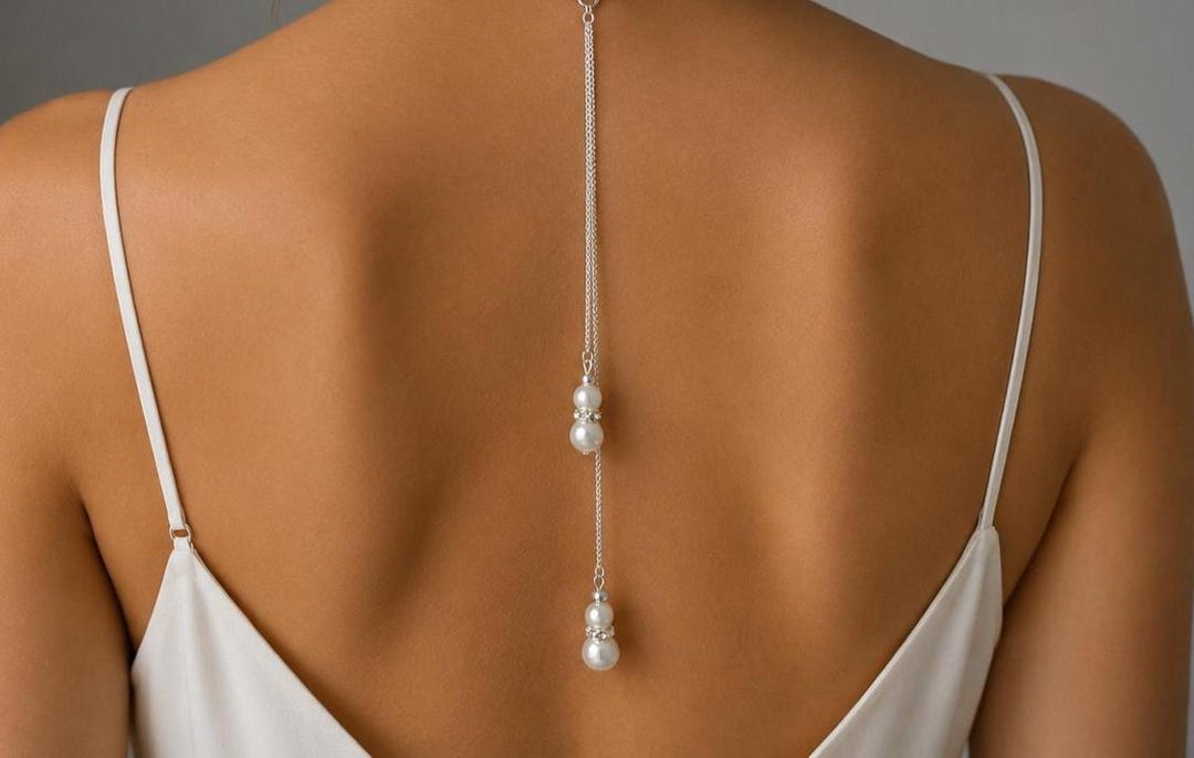 Backdrop Chain Clip-on Back Chain for a Wedding Dress, Pearl and Diamante Backdrop ...