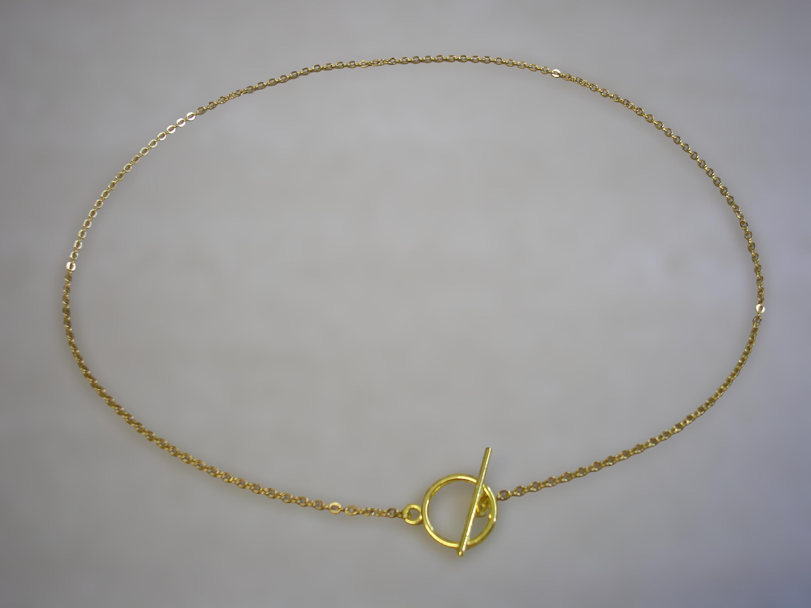 Circle Bar Necklace, Dainty Front Fastening Toggle Clasp Necklace 