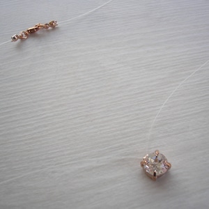 Single Crystal Necklace, Top Quality Imitation Diamond on Invisible Cord to give a floating illusion effect
