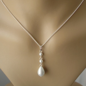 Long Drop Teardrop Pearl Necklace for Women Girls Brides Bridesmaids