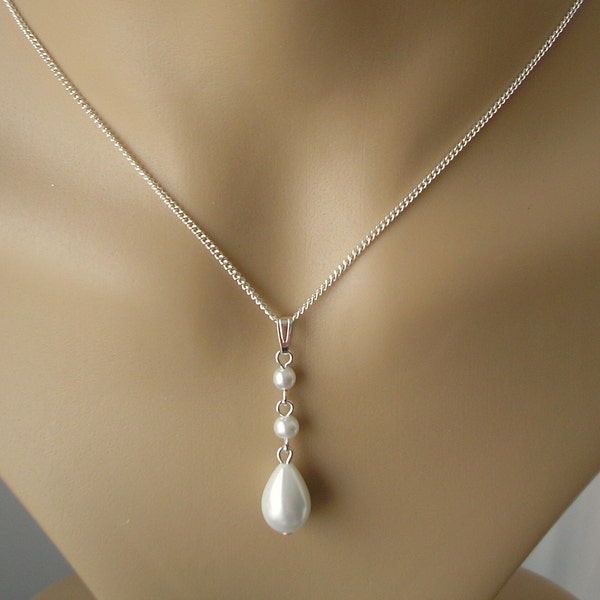 Long collier de perles en forme de larme pour femme filles mariées demoiselles d'honneur