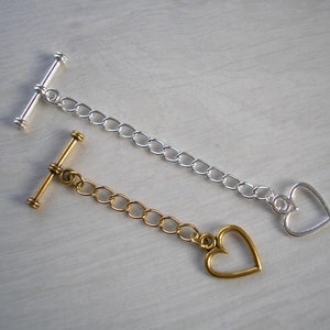 Open Love Heart Toggle Clasp Extension Chain for a Necklace or Bracelet, Chain Lengthener, Chain Extender