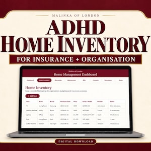 ADHD Home Management Dashboard | Inventory Tracker | Digital House Binder | Warranty & Maintenance Planner | Household Organizer
