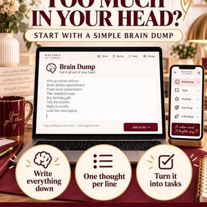 ADHD Brain Dump Interactive Planner, Browser-Based Task Prioritizer and Digital List