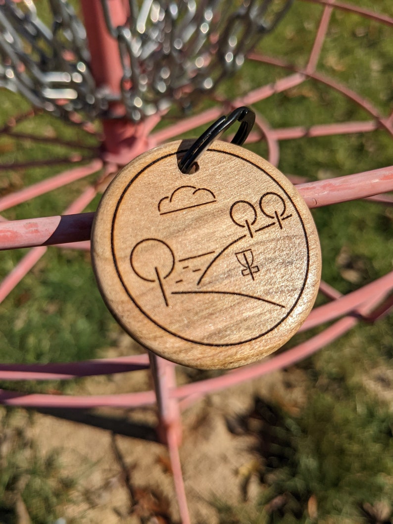 Disc Golf Keychain Wood Etsy