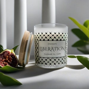 Liberation Free Palestine Candle | Keffiyeh Pattern | Fig & Gardenia | Luxury Candle | Soy Candle | 40 Hour Burn Time | Reusable Glass Jar