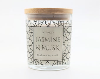 Jasmine & Musk Candle | Cologne Candle | Luxury Candle | Reusable Glass Jar | Housewarming Gift | Gifts for Her | Gifts for Him