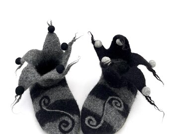 Gemütliche und warme Filz-Hausschuhe mit Ledersohlen für Damen Gr. 39 mit Ledersohlen, Model "Bellatrix"