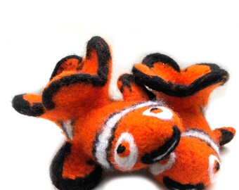Fröhliche Filzpuschen / Boots "Nemo" , Gr. 26/27 mit Ledersohlen