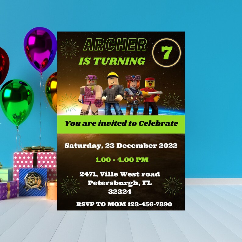 Editable Roblox Birthday Invitation Templates Printable - Etsy
