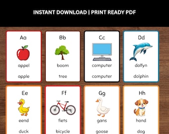 Bilingual Afrikaans Alphabet Flashcards Set |  Afrikaans English Instant Download Printable