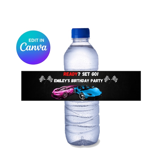 Bluey Pink Party Water Bottle Labels Printable