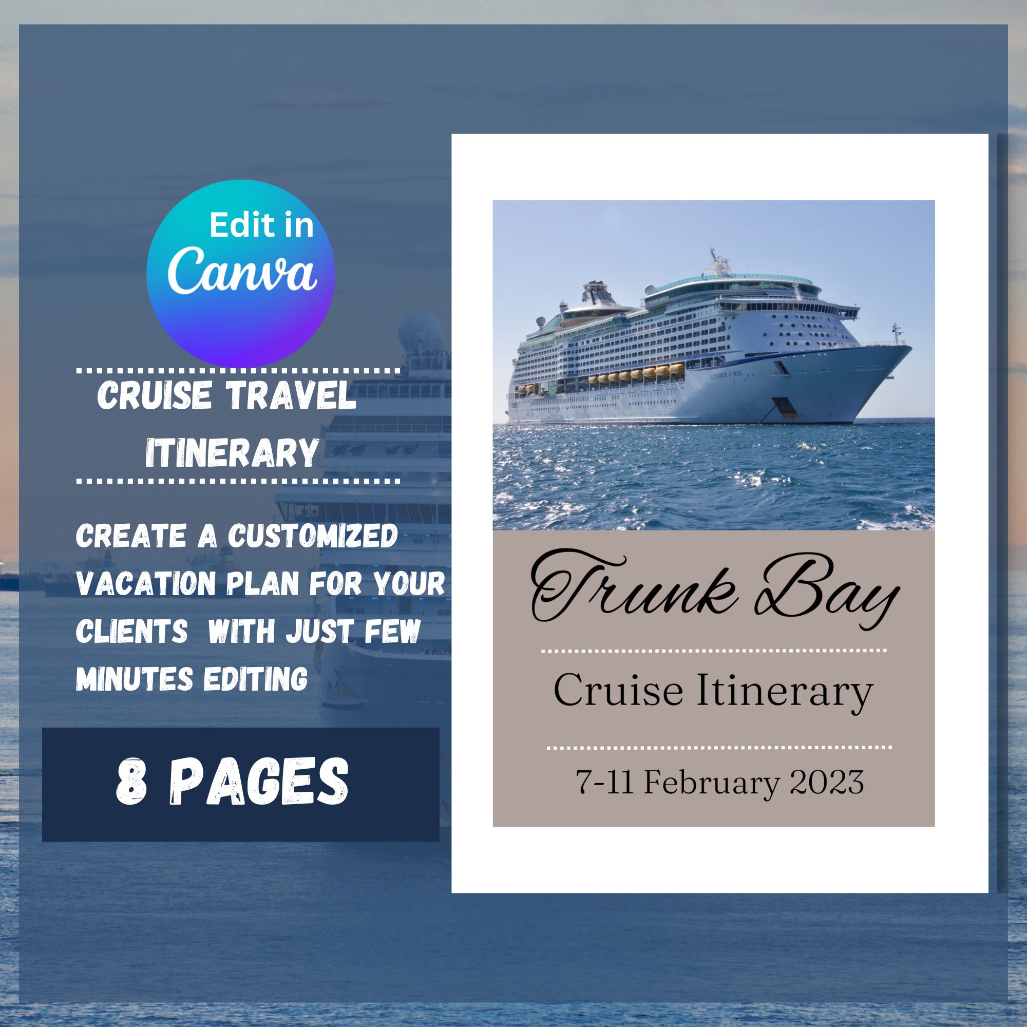 Cruise Vacation Itinerary Template Travel Itinerary (Instant Download
