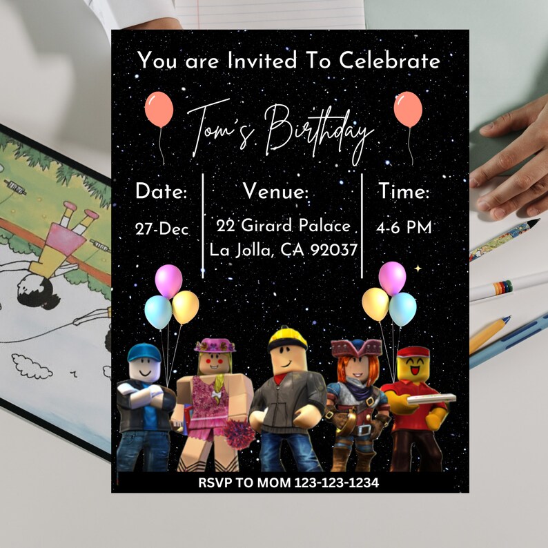 Editable Roblox Birthday Invitation Templates Canva Printable Etsy