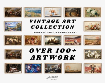 Frame TV Art Set of +100 | Vintage Art Prints Bundle | Samsung Frame TV Wallpaper | Digital Downloads  | Complete Store Collection | Tv Art