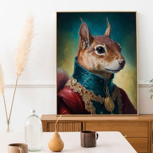 King Squirrel, Wall Art,  Digital Download, Home Decor, Printable, Digital Art Print, Printable Poster