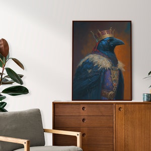 King Crow, Wall Art,  Digital Download, Home Decor, Printable, Digital Art Print, Printable Poster